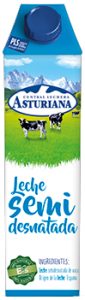 Leche Asturiana Semi Desnatada Brick 1 litro, pack de 6