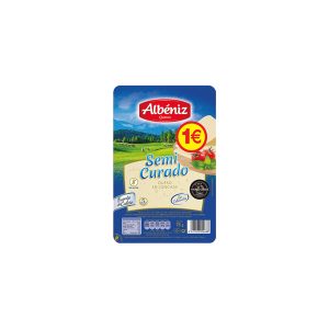 Queso loncheado Semi curado Albéniz 65 gr., caja de 16