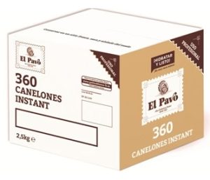 Canelones El Pavo precocidos, 360 placas, caja 2.5 kg