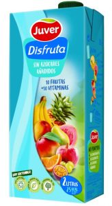 Zumo Disfruta Cóctel 10 Frutas + 10 Vitaminas, brick 2 litros, pack de 6