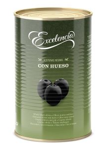 Aceitunas negras Excelencia Con Hueso, lata 4,25 kg.