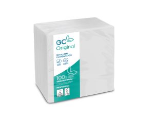 Tovalló blanc Gomà Camps de 1 capa 30x30 cm, paquet amb 100 tovallons