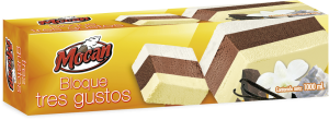 Helado en bloque 3 sabores (chocolate, vainilla, nata) Casty 1000 ml., caja de 9 unidades