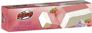 Helado en bloque 2 sabores (fresa, nata) Casty 1000 ml., caja de 9 unidades