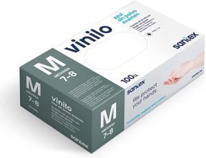 Guantes de Vinilo Medianos Azules, caja de 100 Guantes de Vinilo Medianos Azules, caja de 100