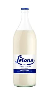 Llet Letona Sencera 1 litre Vidre Envàs Recuperable, caixa de 12