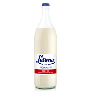 Llet Letona Desnatada 1 Litre, Vidre Envàs Recuperable, caixa de 12