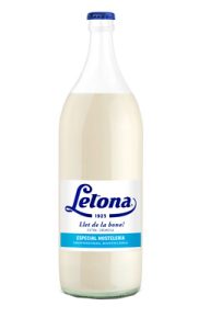 Llet Letona Semi-Desnatada Hosteleria 1 litre Vidre Envàs Recuperable, caixa de 12