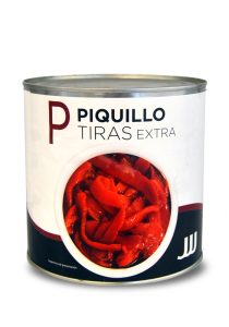 Pimientos del Piquillo en Tiras JJJ, lata de 3 kg.