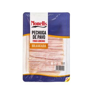 Pit de gall dindi Monells brasejat en llesques, 150 gr.
